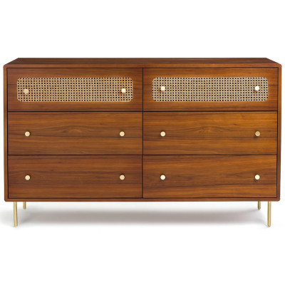 Комод с 6-ю ящиками с декором из ротанга Degarmo Chest of Drawers