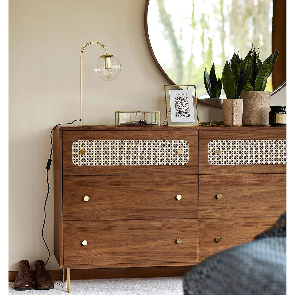 Комод с 6-ю ящиками с декором из ротанга Degarmo Chest of Drawers