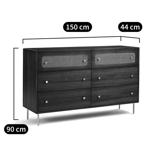 Комод с 6-ю ящиками с декором из ротанга Degarmo Chest of Drawers