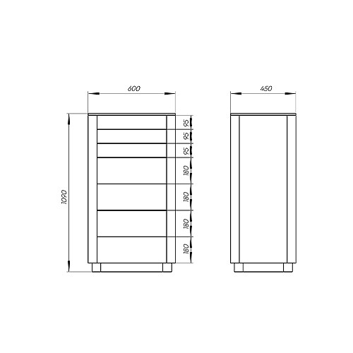 Комод с 7-ю выдвижными ящиками Tammi ширина 60 см