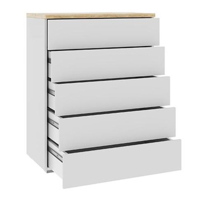 Комод с белым глянцевым фасадом с 5-ю ящиками Grace of Furniture