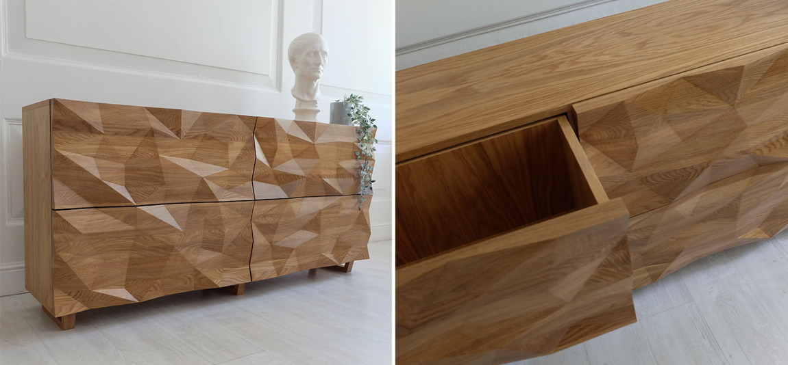 Комод с большими угловыми фигурами, 2 уровня Geometric Greece