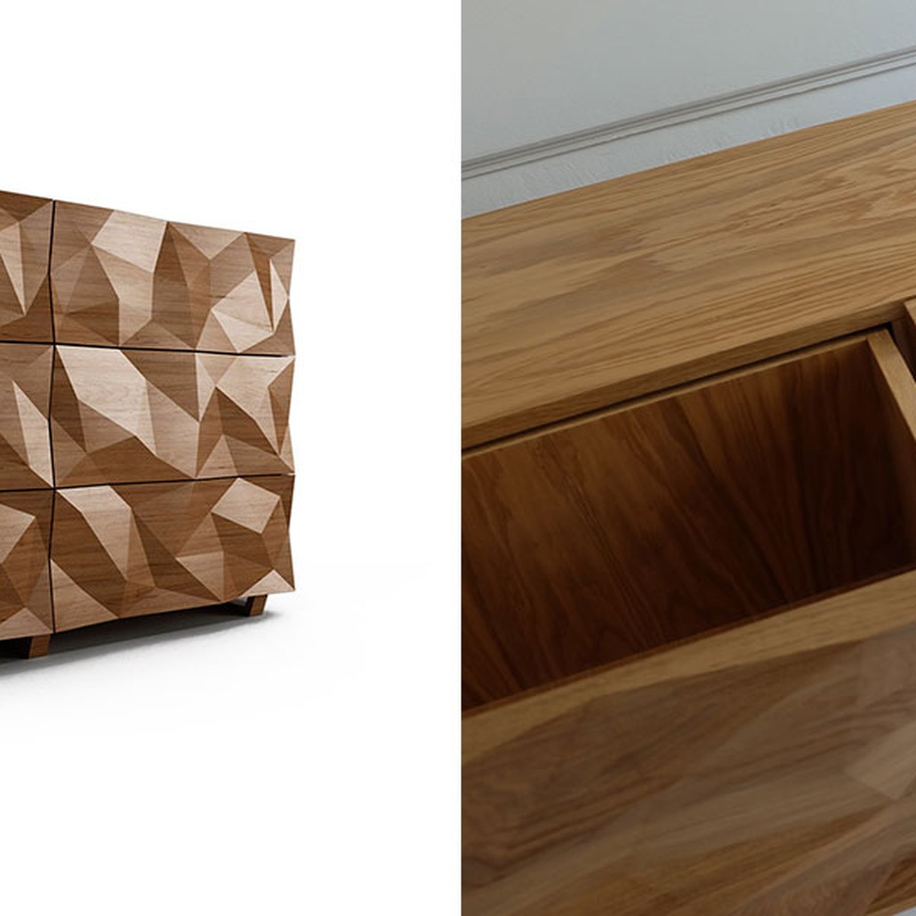 Комод с большими угловыми фигурами, 3 уровня Geometric Greece