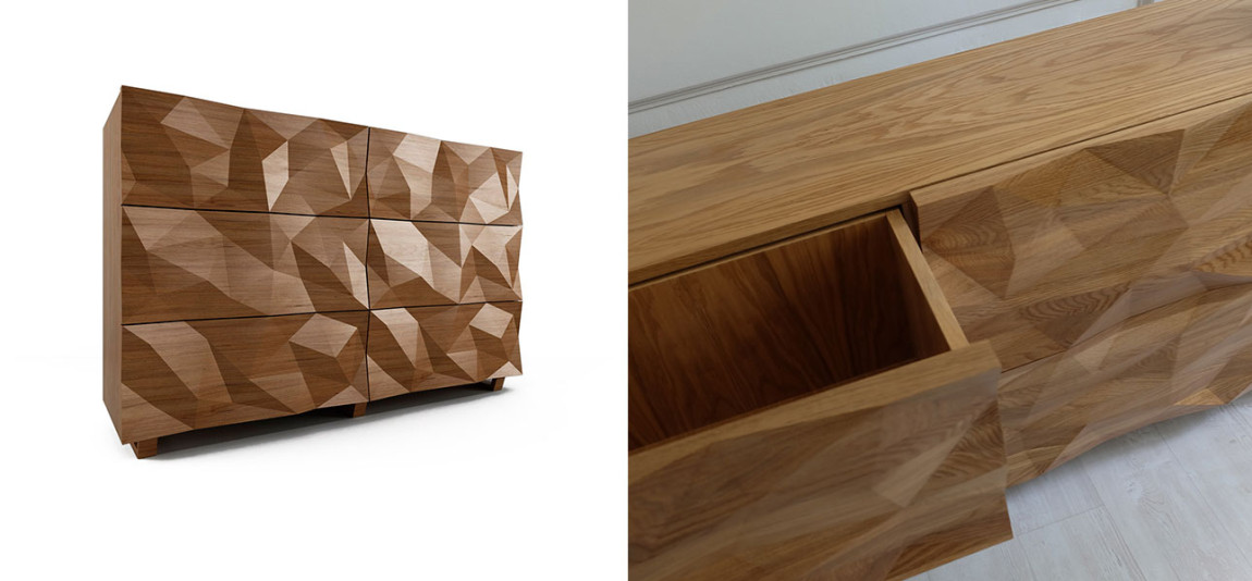 Комод с большими угловыми фигурами, 3 уровня Geometric Greece