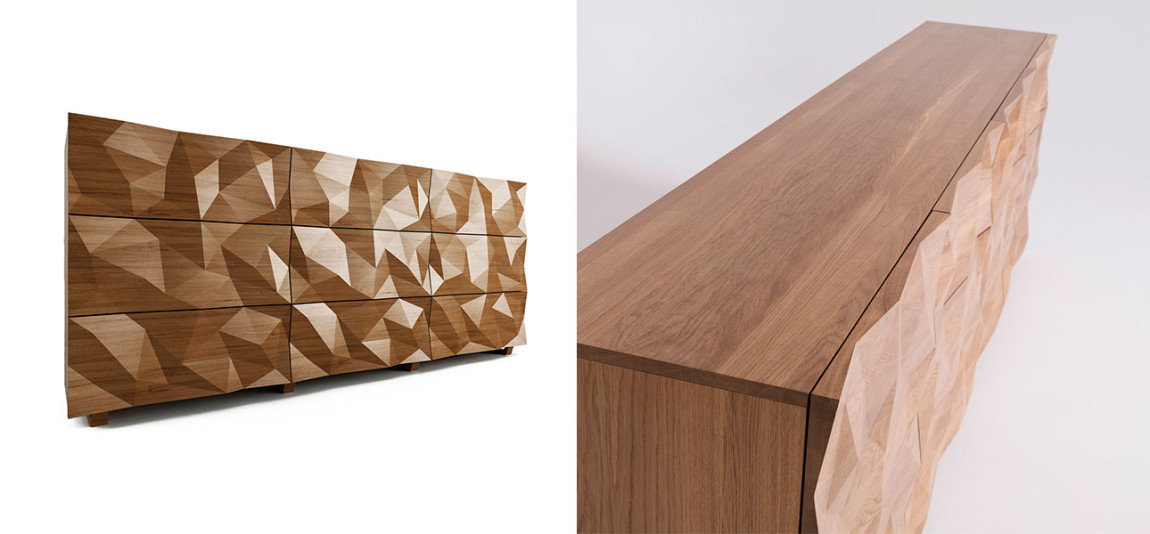 Комод с большими угловыми фигурами, 3 уровня Geometric Greece