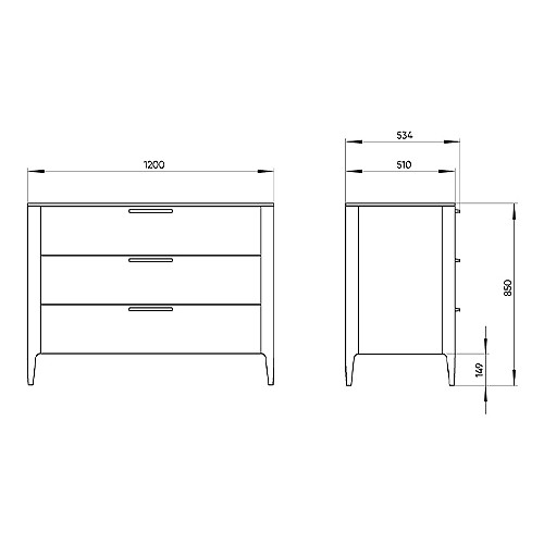 Комод с выдвижными ящиками из массива дуба Type oak