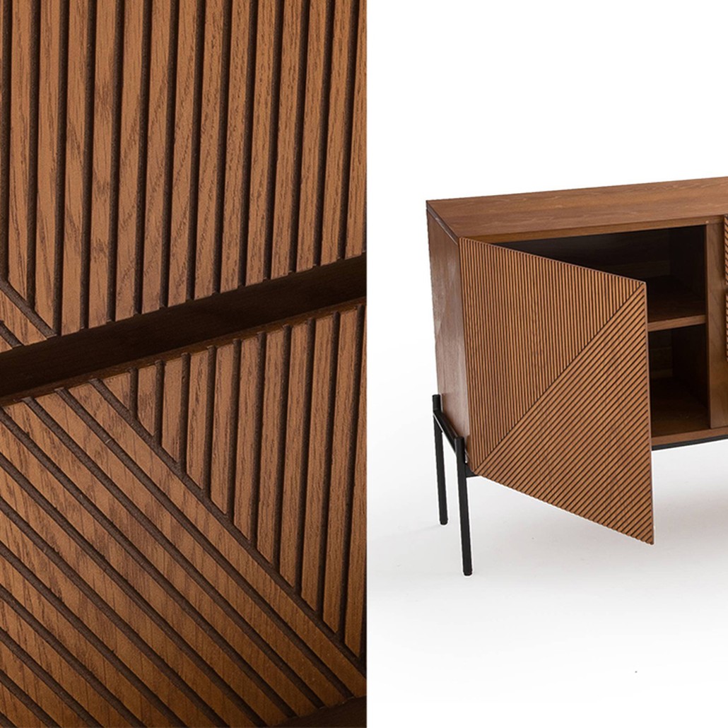 Комод с геометрическим рисунком Anders Chest of drawers с 3-мя ящиками и 2-мя дверцами