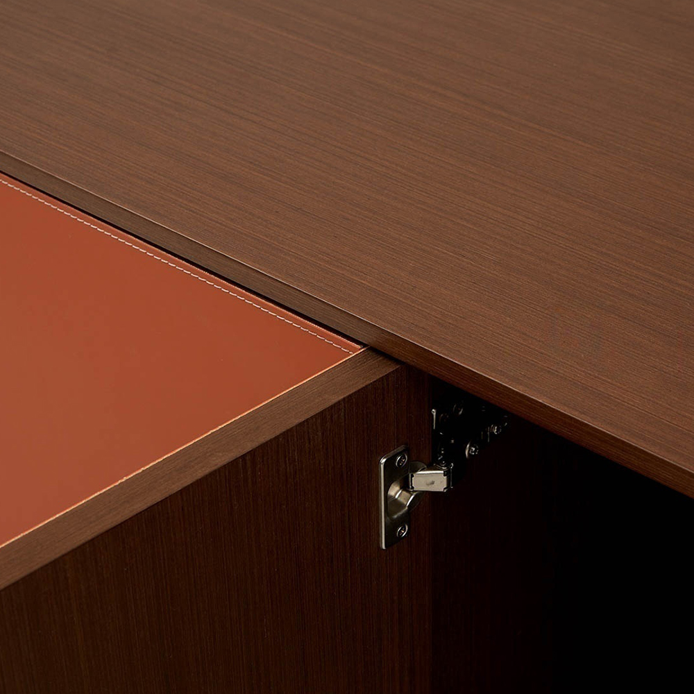 Комод с декором из кожи Orange Leather Chest of Drawers