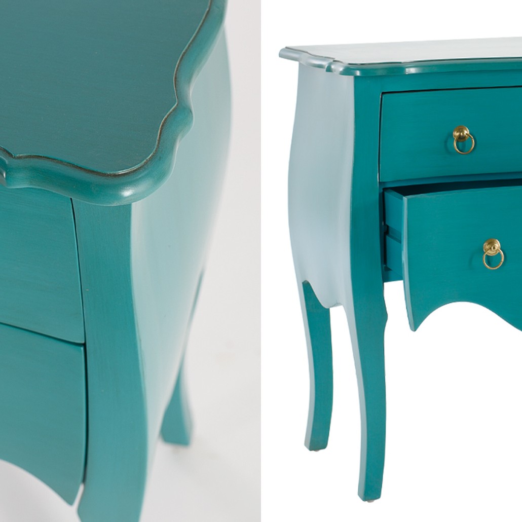 Комод с изогнутыми ножками L.XV CHEST OF DRAWERS Marcelle Тёмно-бирюзовый