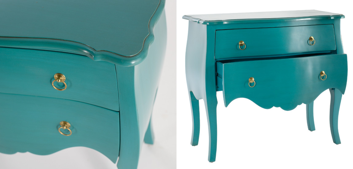 Комод с изогнутыми ножками L.XV CHEST OF DRAWERS Marcelle Тёмно-бирюзовый