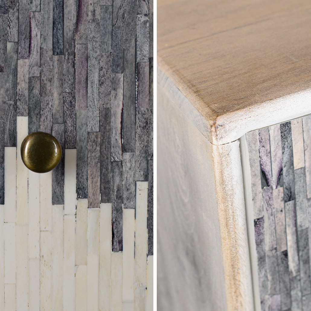 Комод с инкрустацией Grey White Bone Inlay