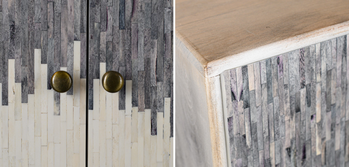 Комод с инкрустацией Grey White Bone Inlay