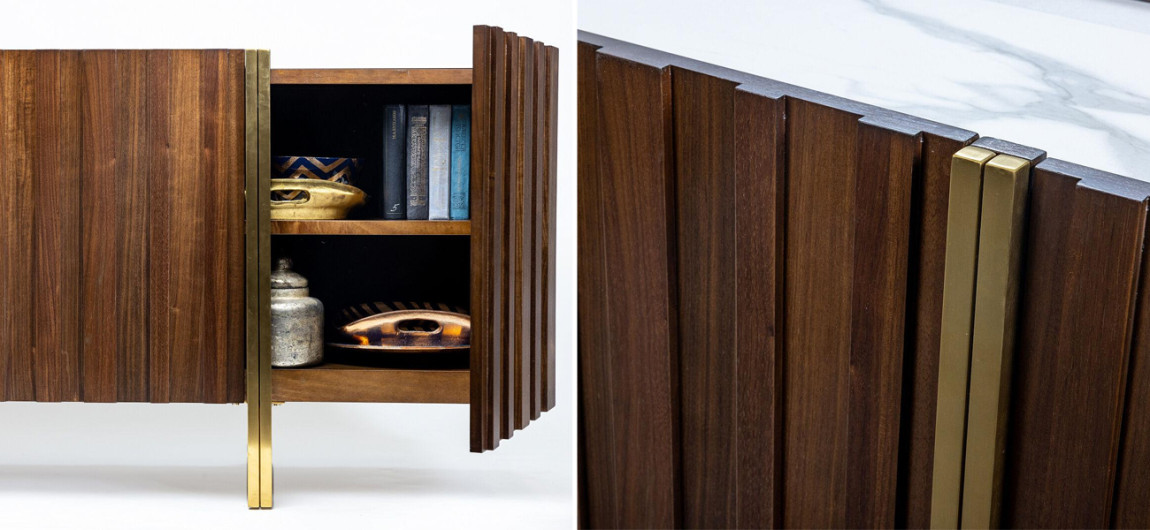 Комод с мраморной столешницей Walnut Veneer