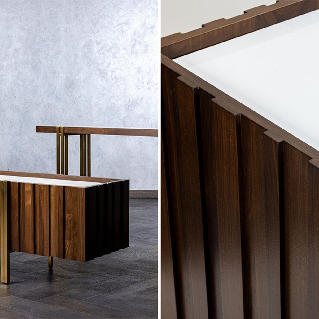 Комод с мраморной столешницей Walnut Veneer