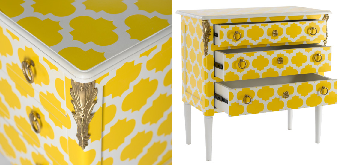 Комод с орнаментом четырехлистник  L.XV CHEST OF DRAWERS Garland Желтый