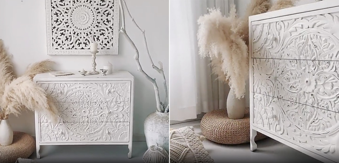 Комод с резным декорированным фасадом Matsi Provence Chest of Drawers Белый