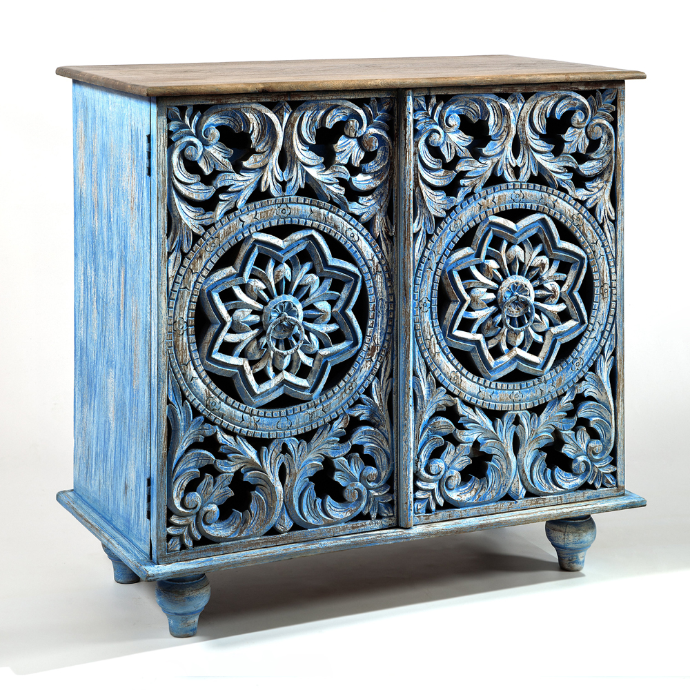 Комод с резным фасадом Blue Carved Chest of Drawers