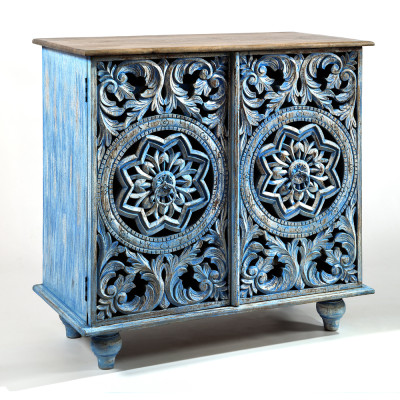Комод с резным фасадом Blue Carved Chest of Drawers