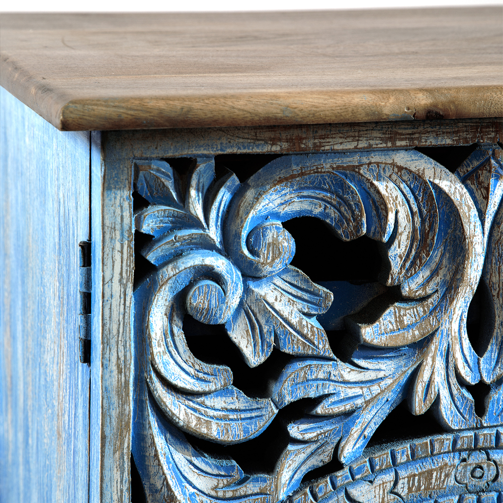 Комод с резным фасадом Blue Carved Chest of Drawers