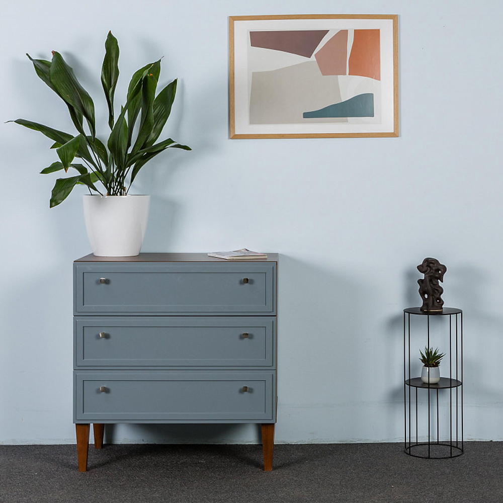 Комод серый из массива бука с 3-мя ящиками Wenge Light
