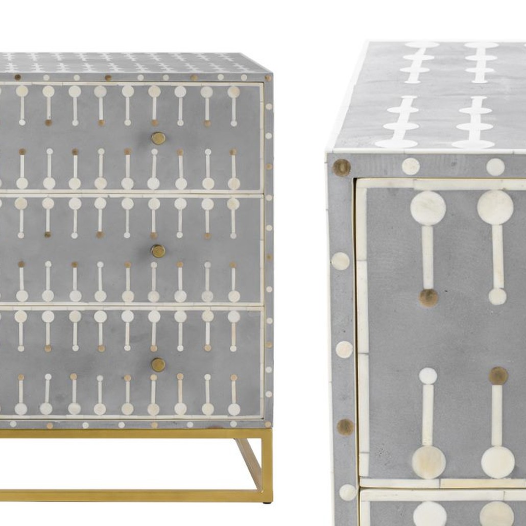 Комод серый кость BONE INLAY 3 DRAWER
