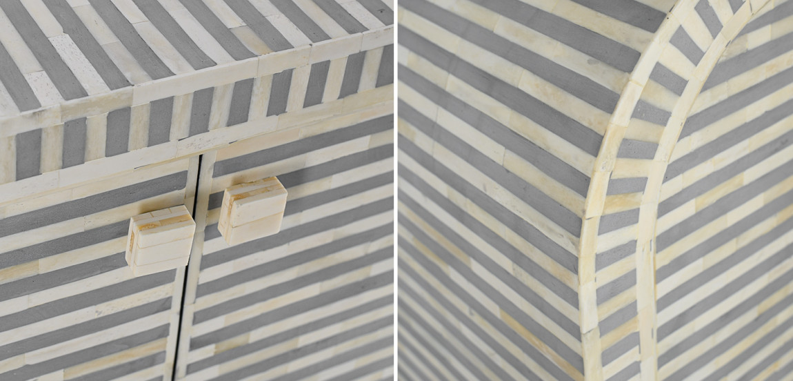 Комод серый с инкрустацией костью Bone Inlay Buffet gray