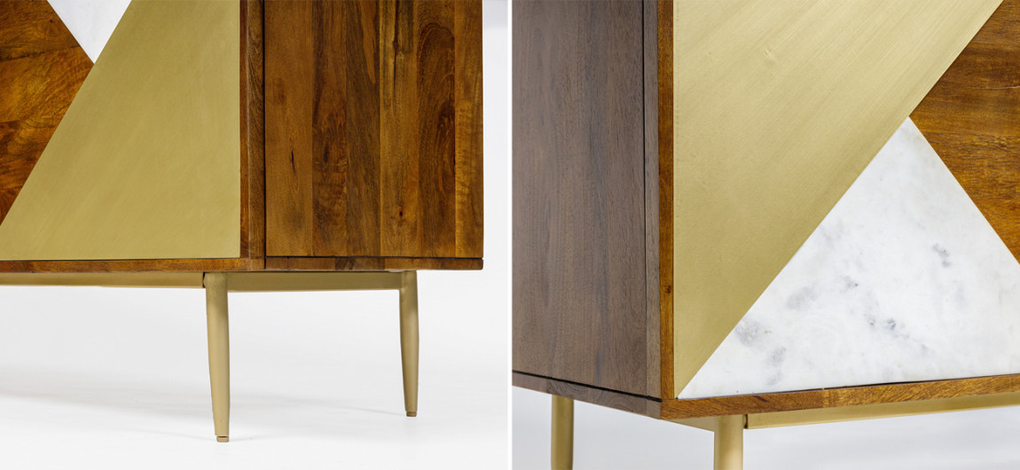 Комод со вставками из мрамора Wooden Origami