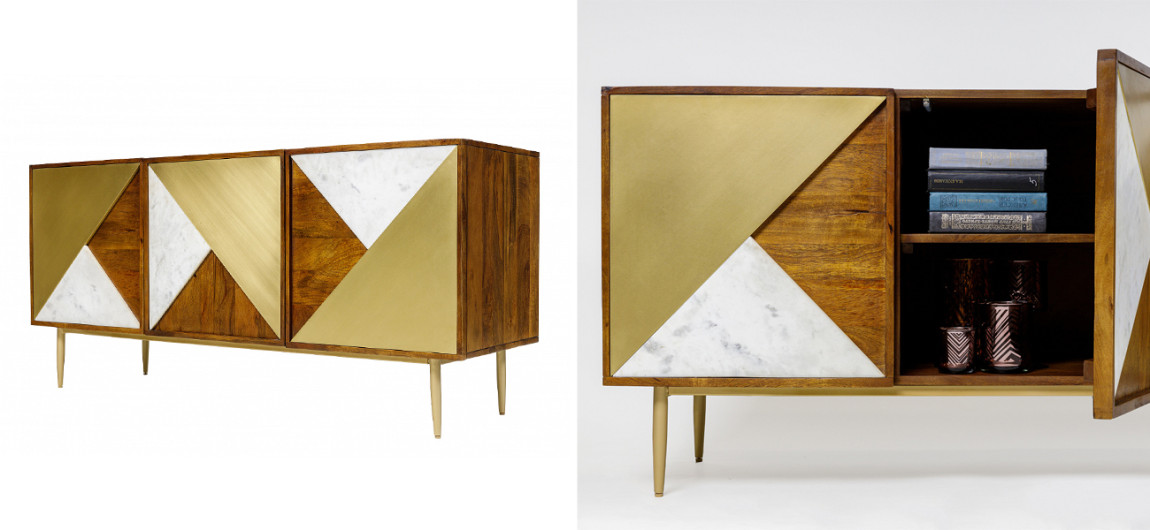 Комод со вставками из мрамора Wooden Origami