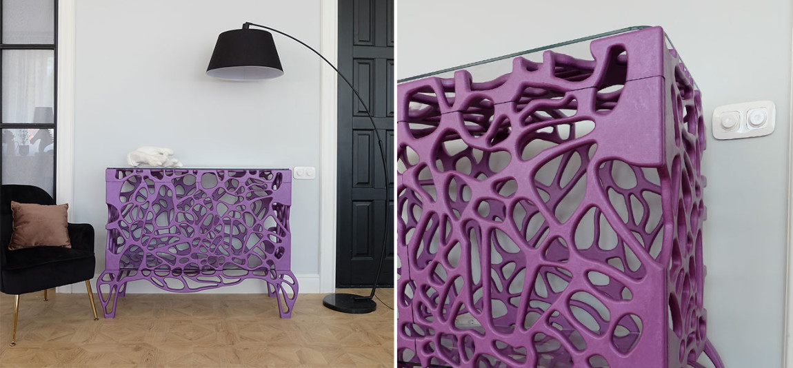 Комод со стеклянными полками в фигурном стиле Einstein Neurons