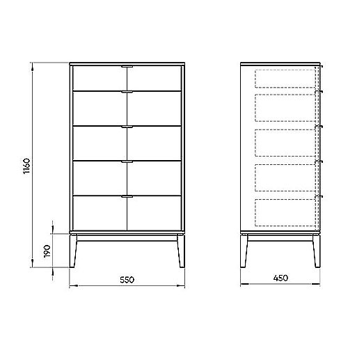 Комод темно-серый с выдвижными ящиками цвета древесины Fjord