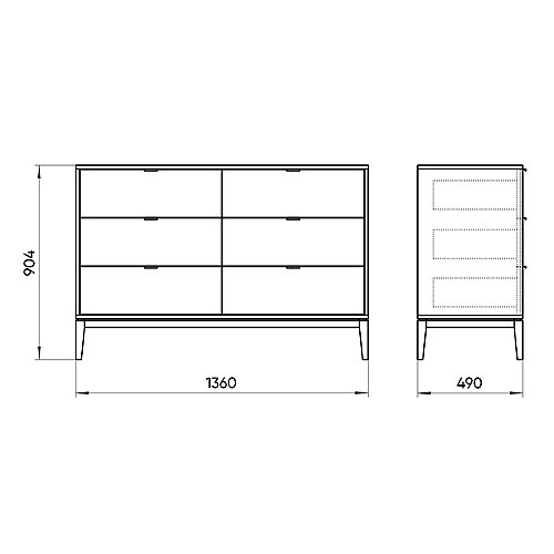Комод темно-серый с выдвижными ящиками цвета древесины Fjord