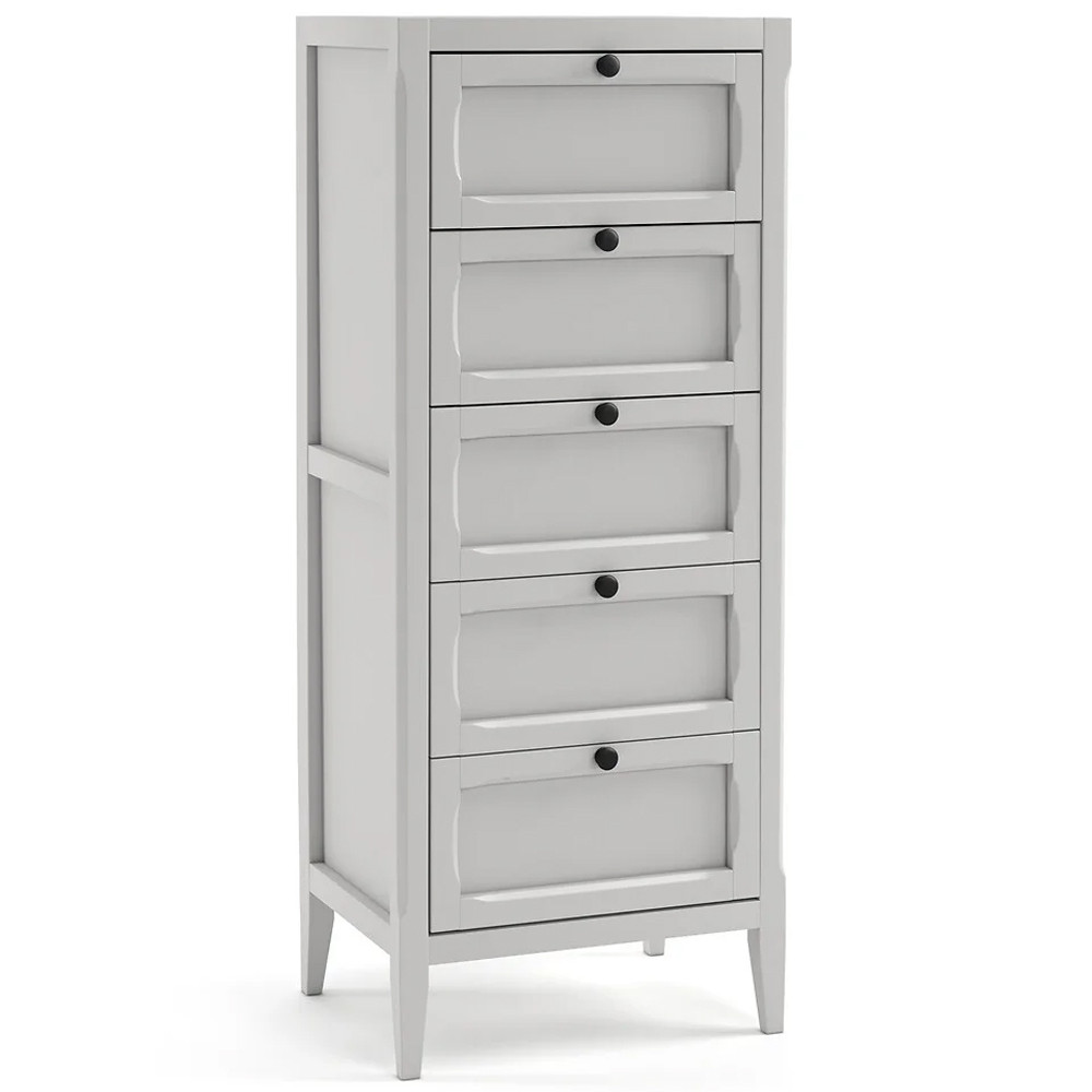 Комод узкий с 5-ю ящиками серый Silva Grey Chest of Drawers