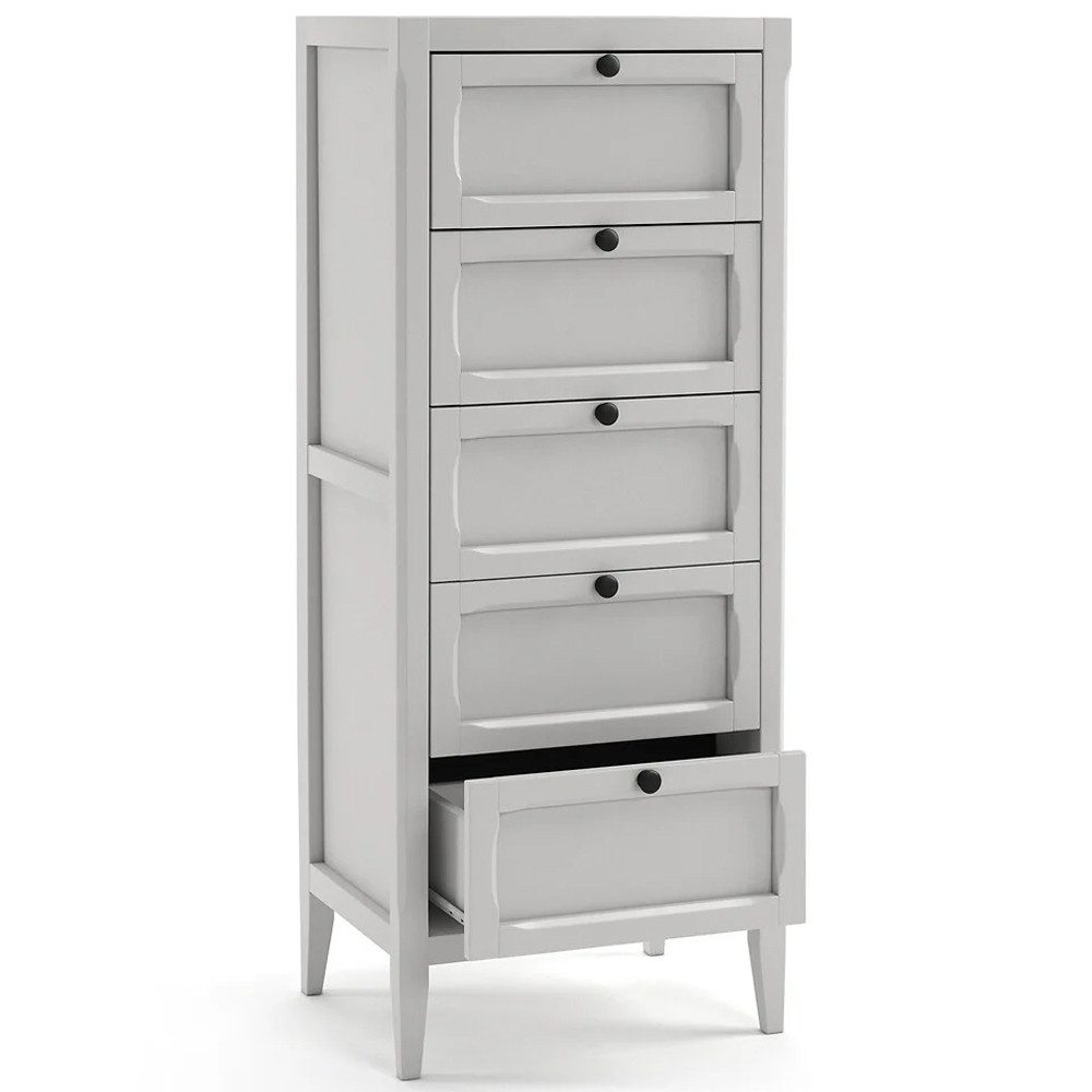 Комод узкий с 5-ю ящиками серый Silva Grey Chest of Drawers
