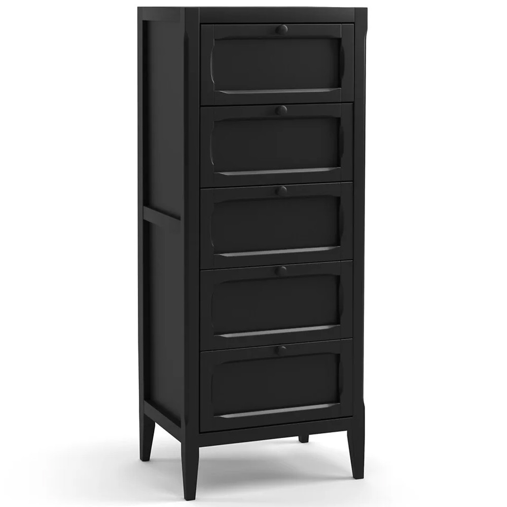 Комод узкий с 5-ю ящиками черный Silva Black Chest of Drawers