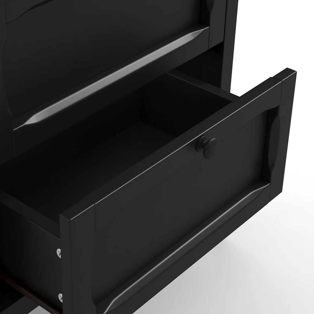 Комод узкий с 5-ю ящиками черный Silva Black Chest of Drawers