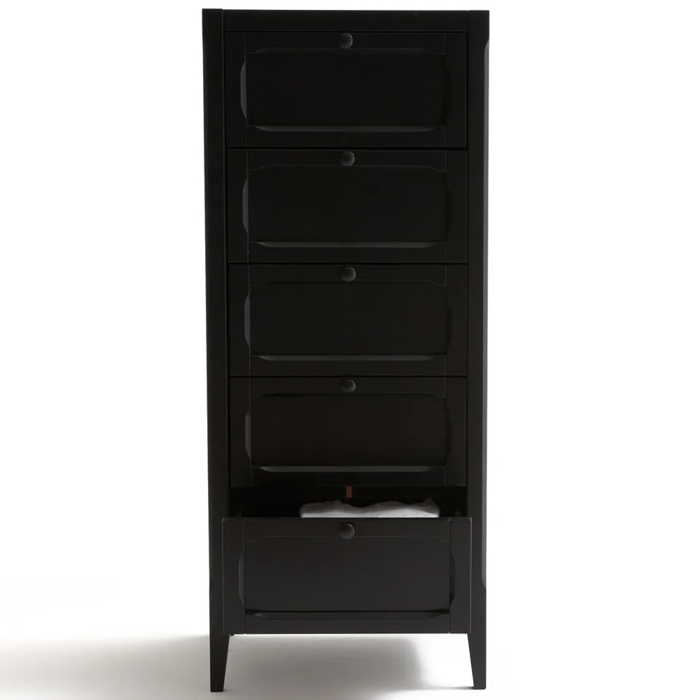 Комод узкий с 5-ю ящиками черный Silva Black Chest of Drawers