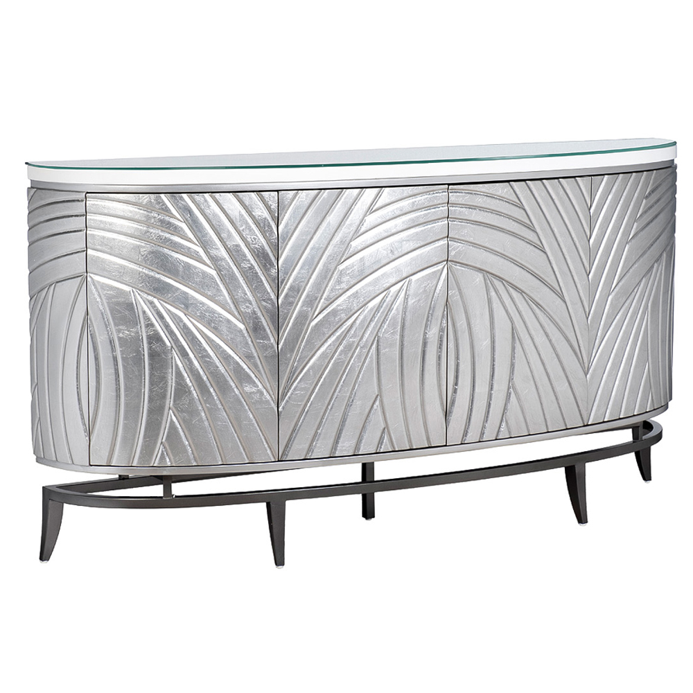 Комод фактурный серебристый с дверцами Silver Chest of Drawers