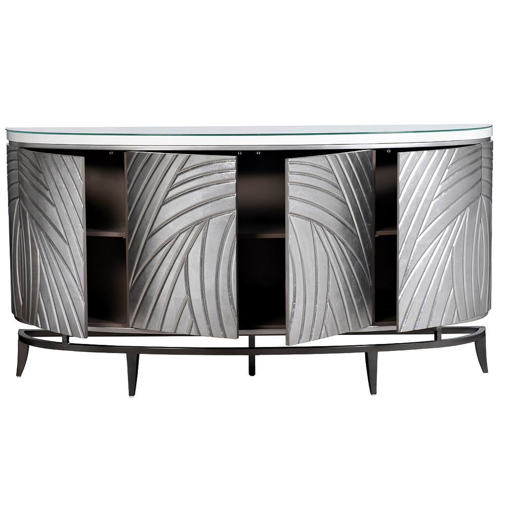 Комод фактурный серебристый с дверцами Silver Chest of Drawers