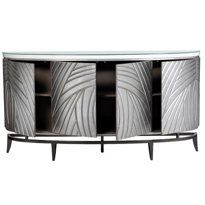 Комод фактурный серебристый с дверцами Silver Chest of Drawers