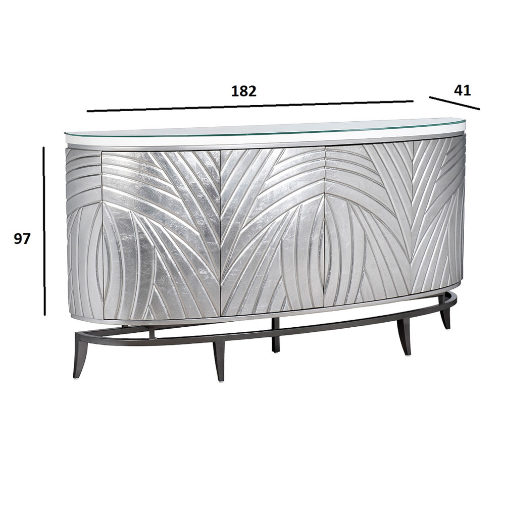 Комод фактурный серебристый с дверцами Silver Chest of Drawers