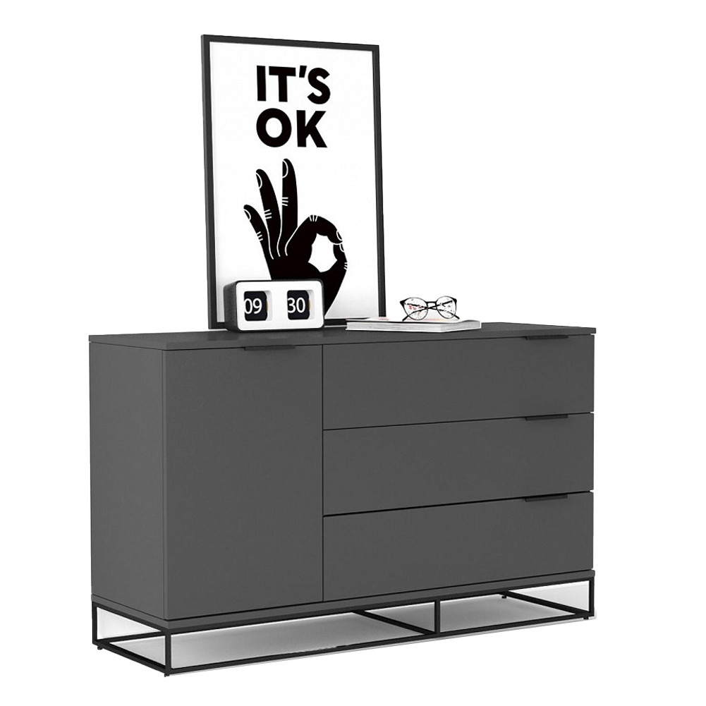 Комод цвета графит с 3-мя ящиками Strict Lines