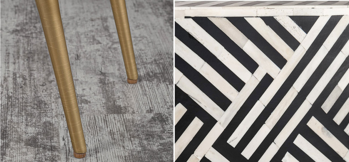 Комод черный инкрустация костью Rhombus Black