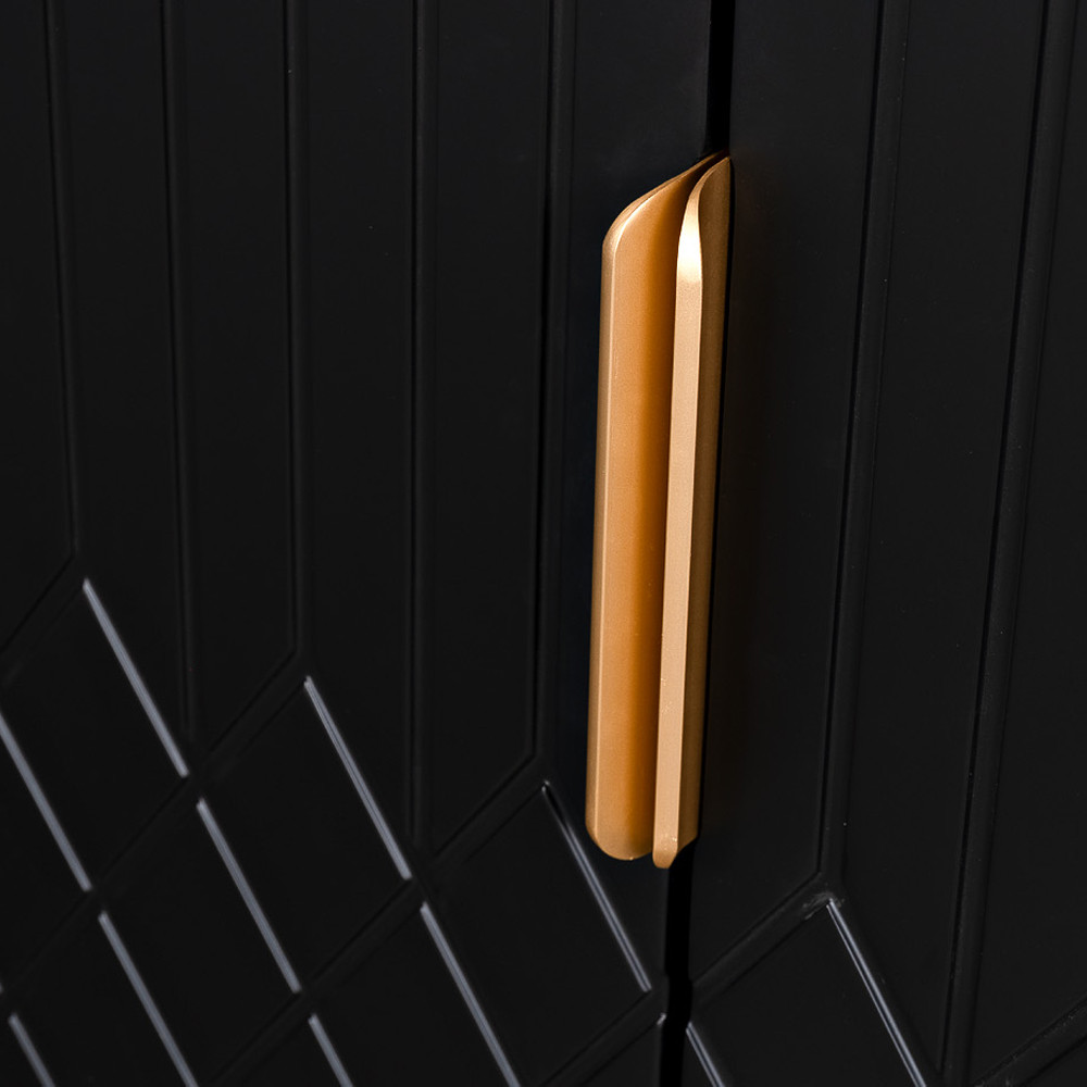 Комод черный округлой формы с рельефным фасадом Black Cut