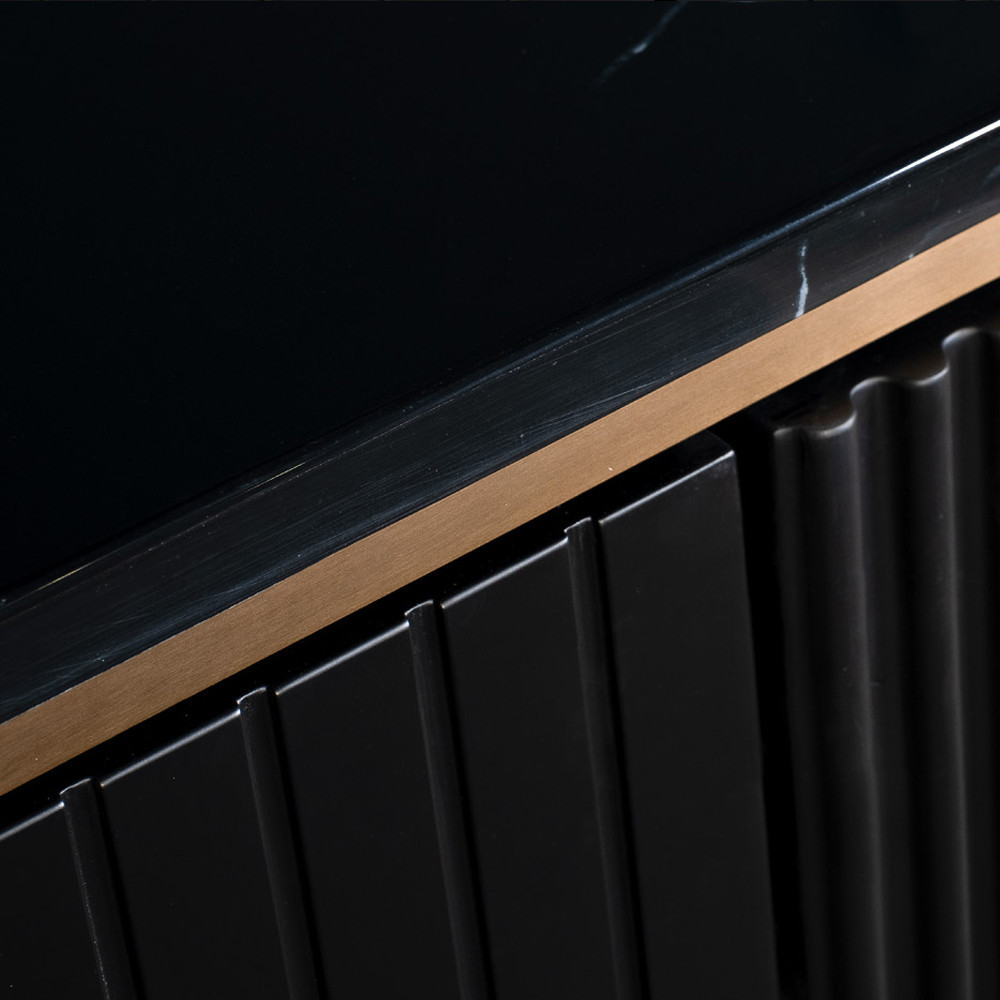 Комод черный округлой формы с рельефным фасадом Black Cut