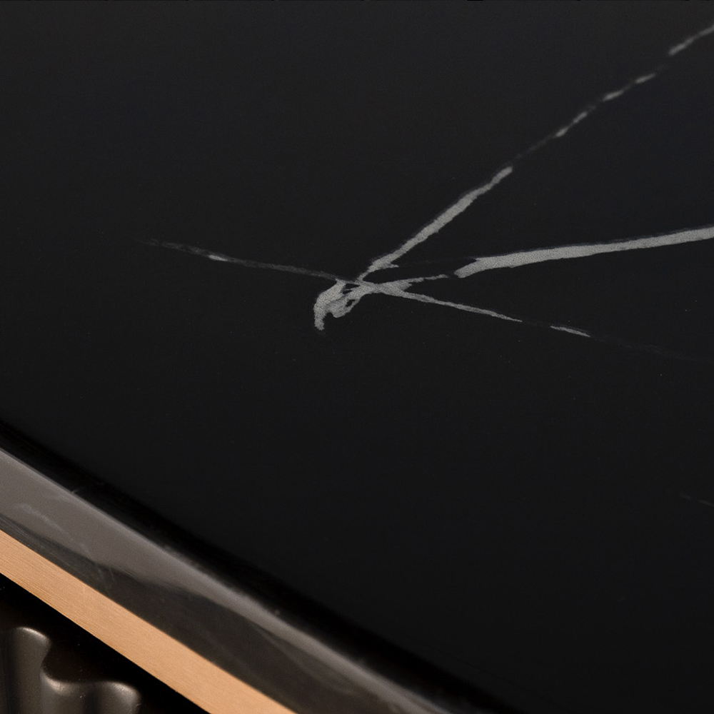 Комод черный округлой формы с рельефным фасадом Black Cut