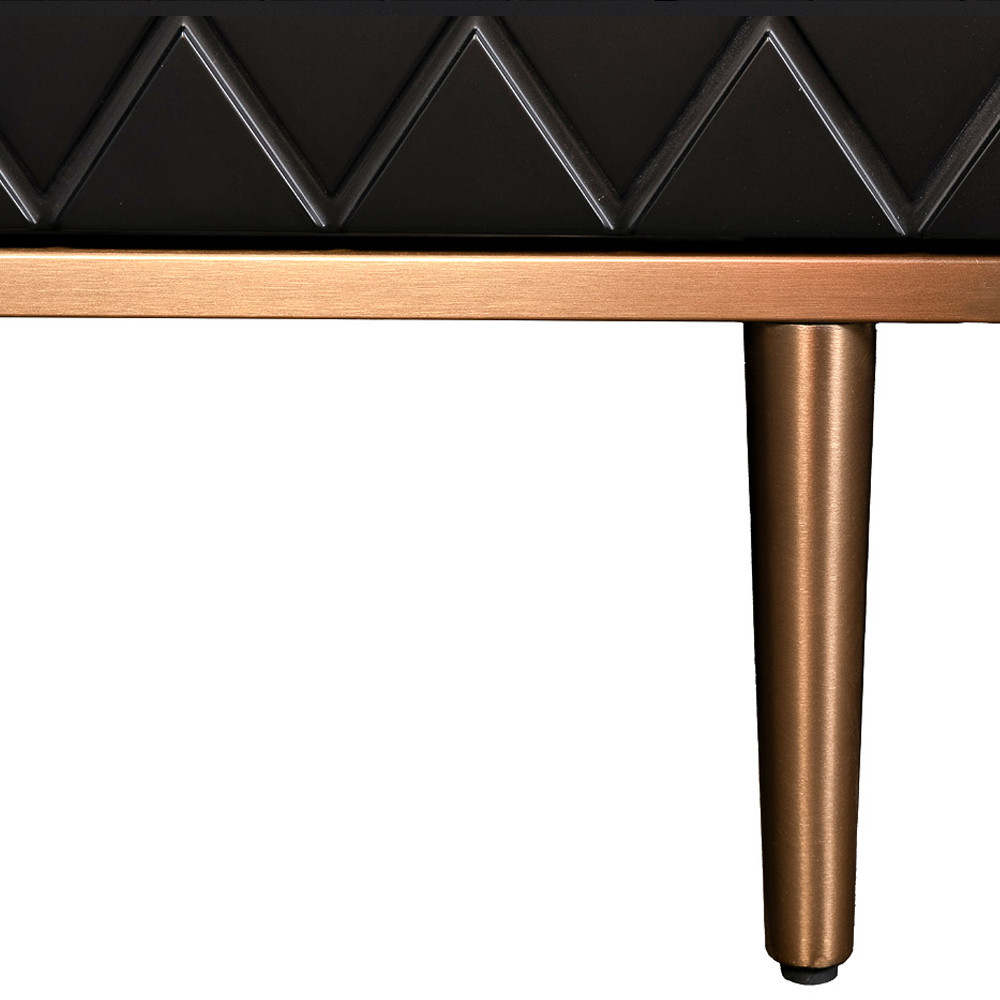 Комод черный округлой формы с рельефным фасадом Black Cut