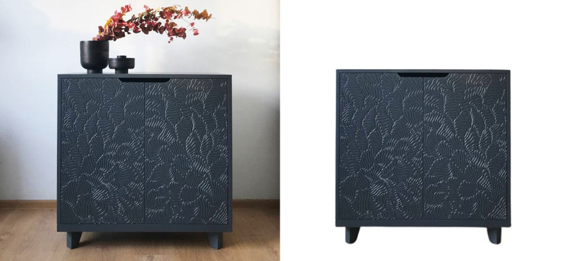 Комод черный с орнаментом Fern Brian