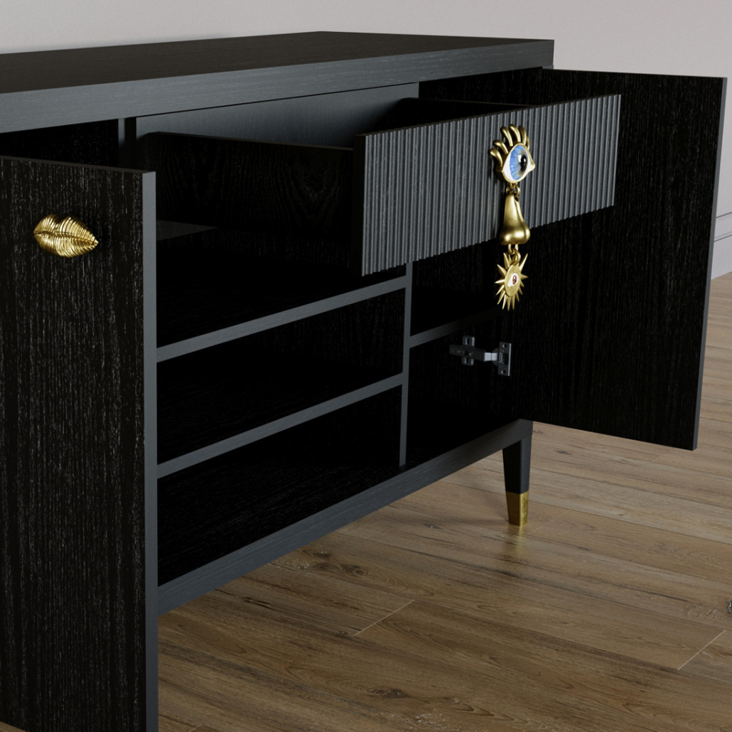 Комод-буфет Elsa Dreams Black с открытыми полками