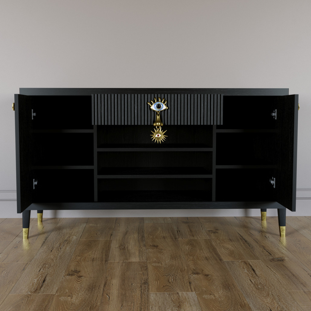 Комод-буфет Elsa Dreams Black с открытыми полками