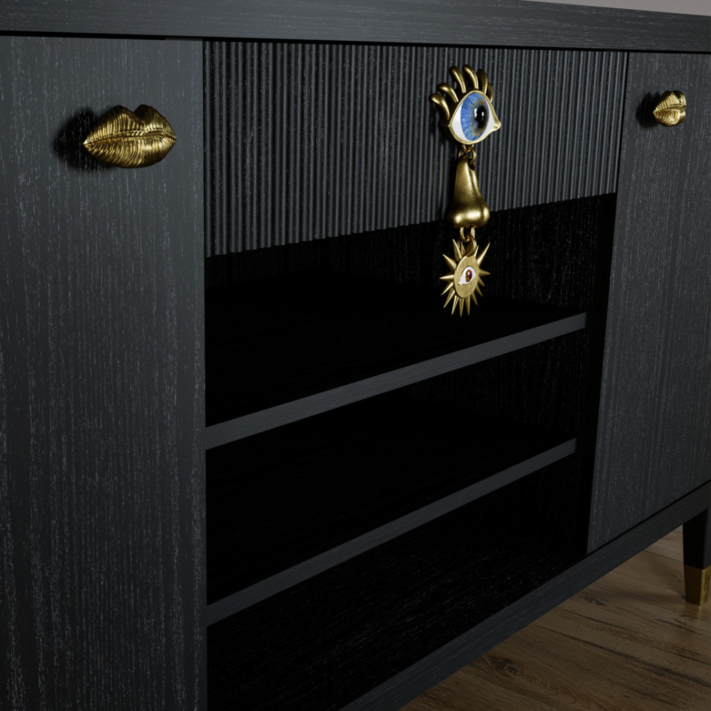 Комод-буфет Elsa Dreams Black с открытыми полками